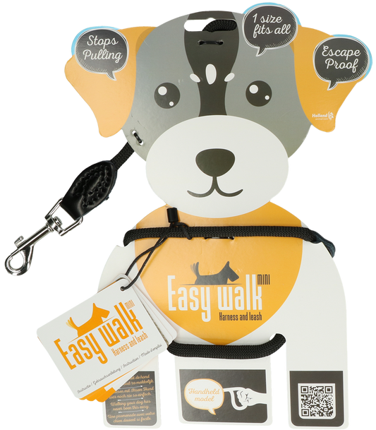 Easy Walk Schultermodell Schwarz Mini – Komfortables Geschirr Mit Leine