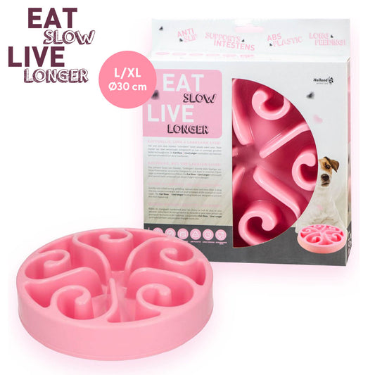 Eat Slow Live Longer Original Rosa L – Anti-Schlingnapf Für Langsame Fütterung