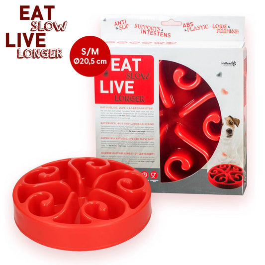 Eat Slow Live Longer Original Rot S – Antischlingnapf Für Langsame Fütterung