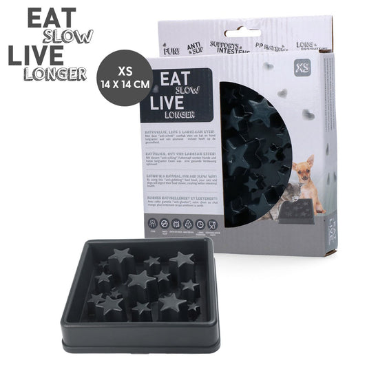 Eat Slow Live Longer Star Grau XS – Anti-Schlingnapf Für Langsame Fütterung