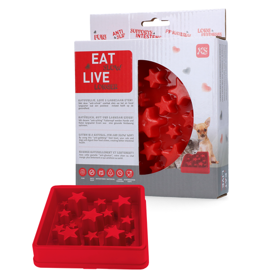 Eat Slow Live Longer Star Rot XS – Anti-Schlingnapf Für Langsame Fütterung