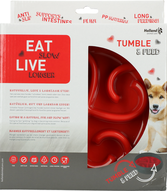 Eat Slow Live Longer Tumble Feeder Rot – Fördert Langsame Fütterung