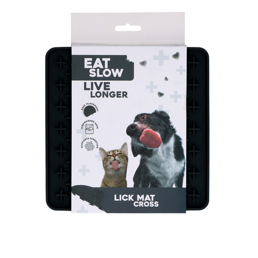 Eat Slow Live Longer Leckmatte Kreuz Grau – Fördert Langsame Fütterung für Haustiere