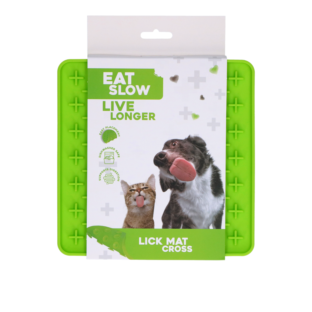 Eat Slow Live Longer Leckmatte Kreuz Grün – Fördert Langsame Futteraufnahme