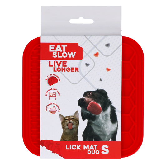 Eat Slow Live Longer Lick Mat Duo S Rot – Fördert Langsame Fütterung Und Spaß