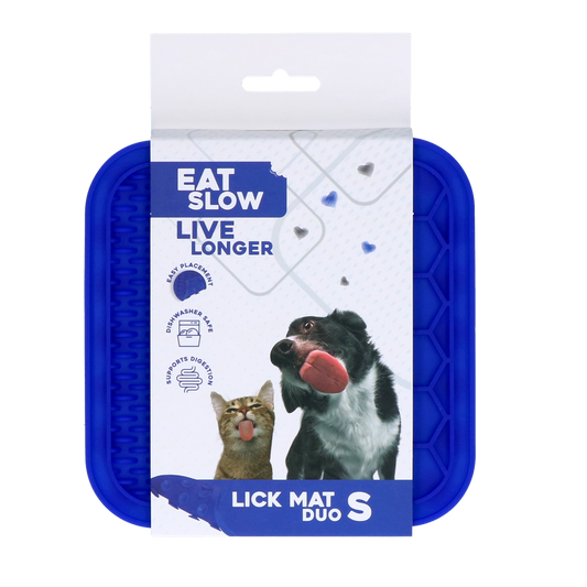 Eat Slow Live Longer Lick Mat Duo S Blau – Fördert Langsame Fütterung Mit Spannenden Mustern