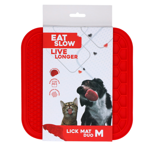 Eat Slow Live Longer Lick Mat Duo M Rot – Fördert Langsame Fütterung und Unterhaltung
