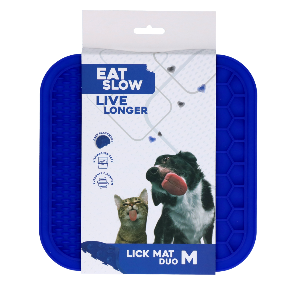 Eat Slow Live Longer Lick Mat Duo M Blau – Fördert Langsame Ernährung für Haustiere