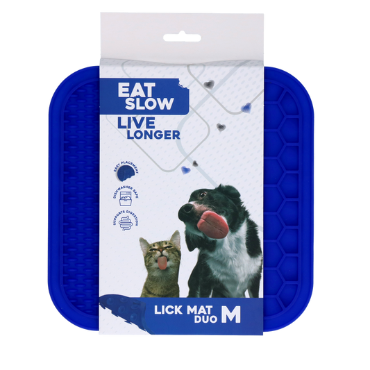 Eat Slow Live Longer Lick Mat Duo M Blau – Fördert Langsame Ernährung für Haustiere