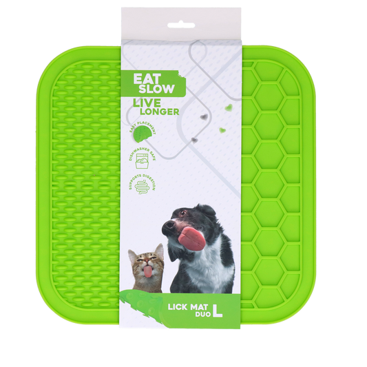 Eat Slow Live Longer Lick Mat Duo L Grün – Fördert Langsame Ernährung und Spielspaß