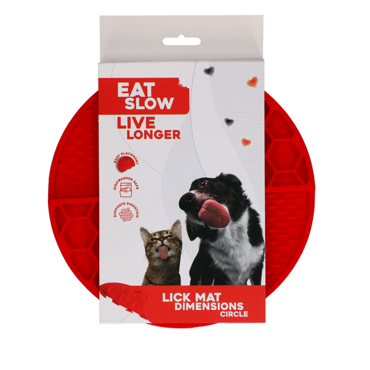 Eat Slow Live Longer Leckmatte Rund – Fördert Langsame Fütterung mit Tiefen Fächern