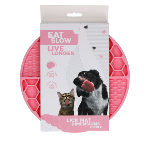 Eat Slow Live Longer Lickmatte Runde Rosa – Fördert Langsame Fütterung