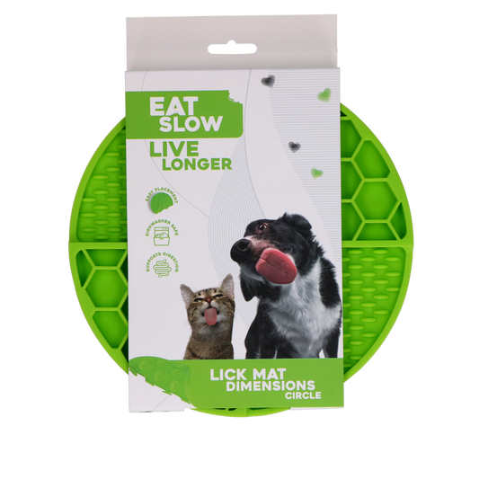 Eat Slow Live Longer Lickmatte Rund Grün – Fördert Langsame Fütterung für Haustiere