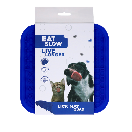 Eat Slow Live Longer Lick Mat Quad Blau – Fördert Langsame Fütterung für Haustiere