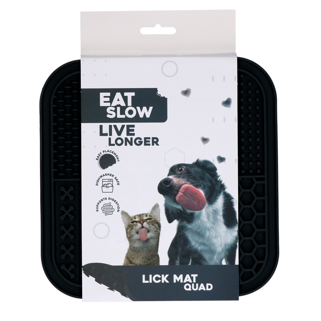Eat Slow Live Longer Lick Mat Quad Grau – Vielfältige Leckerchen Herausforderung