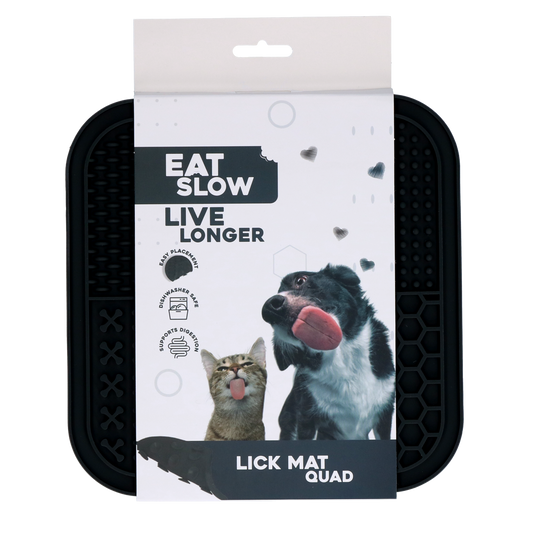 Eat Slow Live Longer Lick Mat Quad Grau – Vielfältige Leckerchen Herausforderung