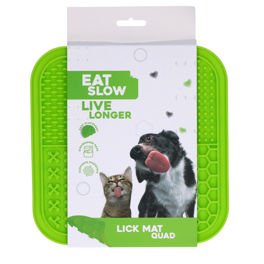 Eat Slow Live Longer Lick Mat Quad Grün – Fördert Langsame Fütterung mit Vier Mustern