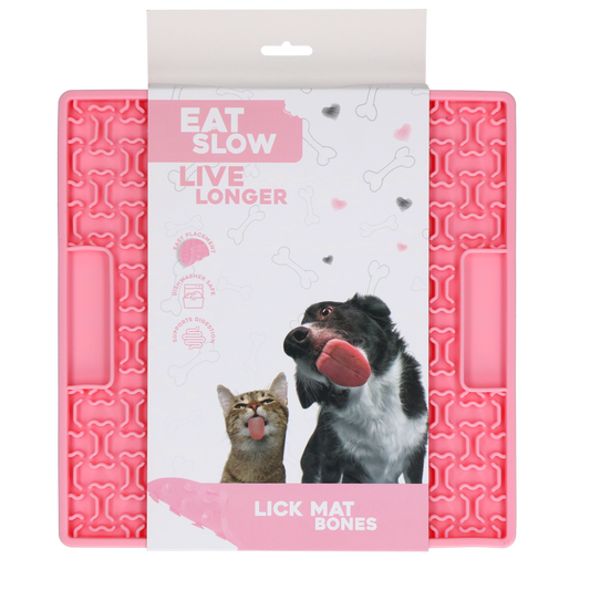 Eat Slow Live Longer Leckmatte Knochen Rosa – Fördert Langsame Futteraufnahme