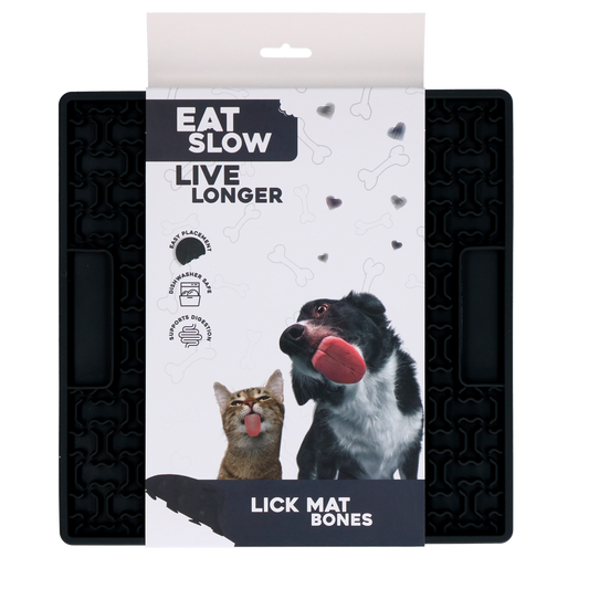 Eat Slow Live Longer Leckmatte Knochen Grau – Fördert Langsame Fütterung