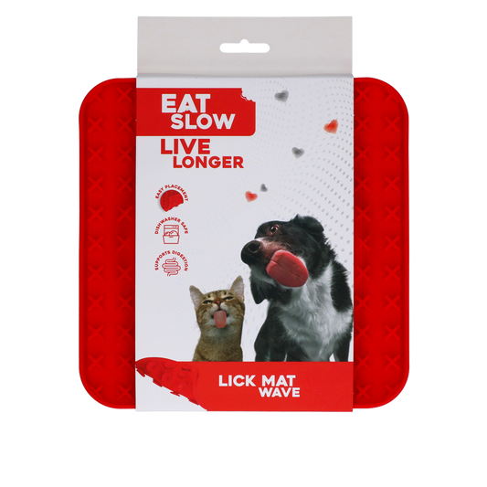 Eat Slow Live Longer Leckmatte Wave Rot – Fördert Langsame Fütterung für Haustiere