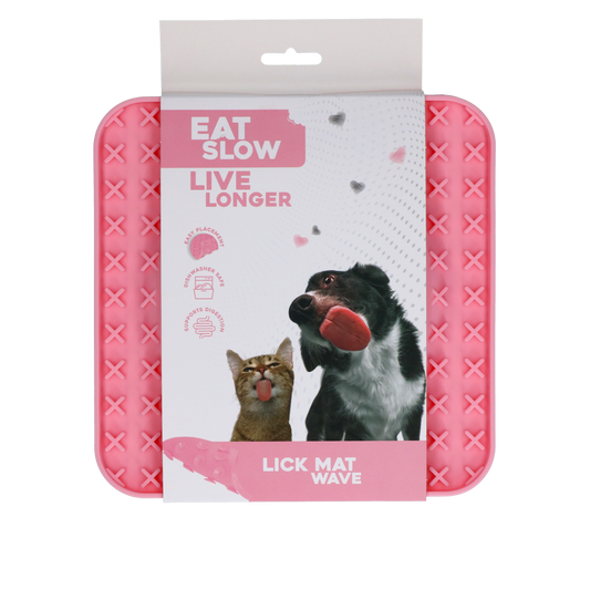 Eat Slow Live Longer Leckmatte Wave Rosa – Fördert Langsame Fütterung für Haustiere
