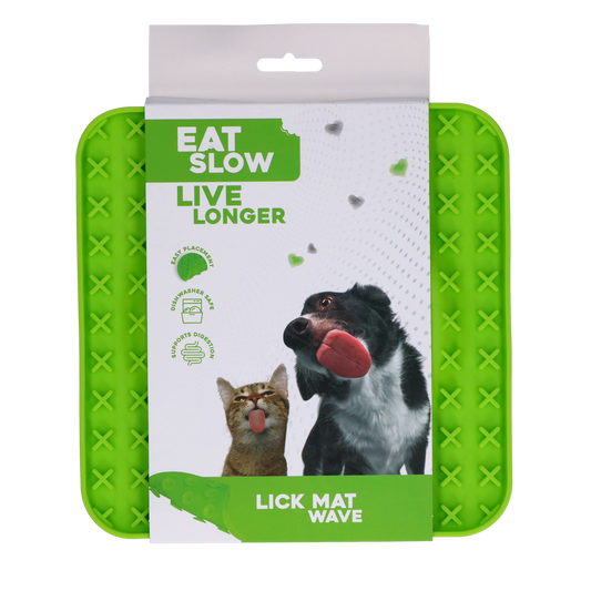 Eat Slow Live Longer Leckmatte Wave Grün – Fördert Langsame Fütterung und Beschäftigung