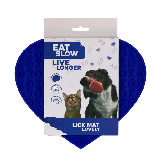 Eat Slow Live Longer Leckmatte Herz Blau – Fördert Langsame Fütterung