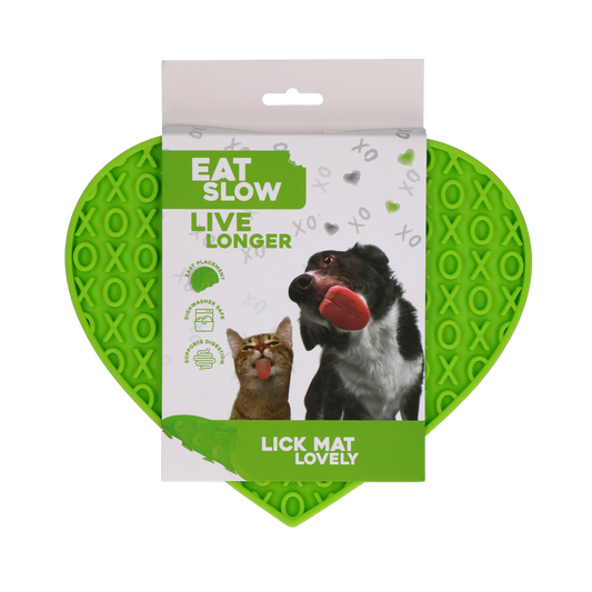 Eat Slow Live Longer Leckmatte Herz – Fördert Langsame Fütterung mit XO-Muster