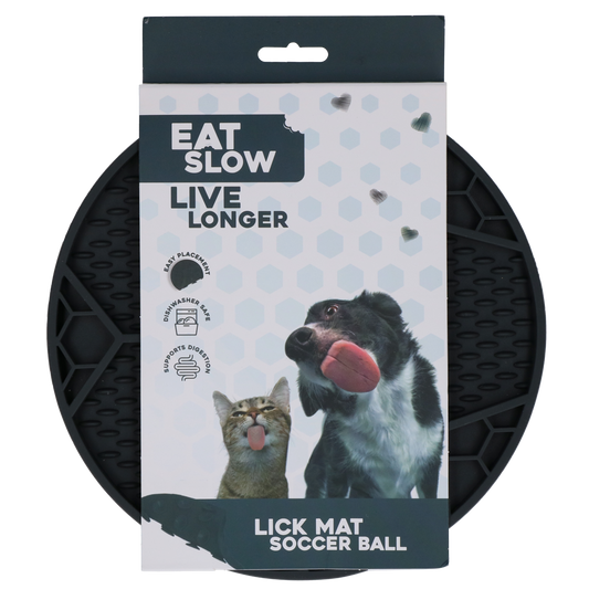 Eat Slow Live Longer Leckmatte Fußball Grau – Fördert Langsame Fressgewohnheiten