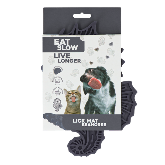 Eat Slow Live Longer Leckmatte Seepferdchen Grau – Fördert Langsame Fütterung