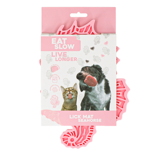 Eat Slow Live Longer Leckmatte Seepferdchen Rosa – Fördert Langsame Futteraufnahme