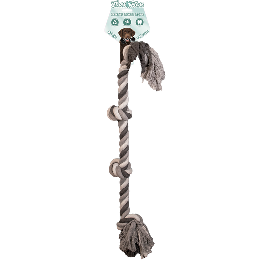 Floss Toss Dental Rope 4 Knot – 100 Prozent Natürliche Baumwolle für Gesunde Hundezähne