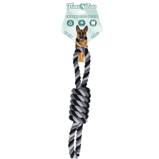 Floss Toss Dental Rope Extreme 8-Tugger – 100 Prozent Natürliche Baumwolle für Sicheren Spielspaß