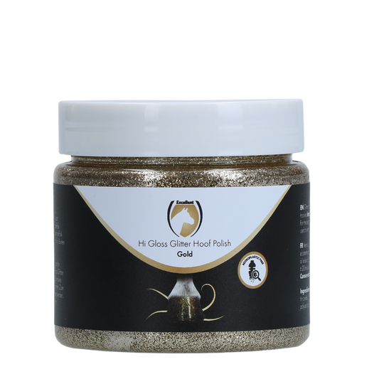Excellent Horse Hi Gloss Glitzer Huflack Gold 150 ml – Brillante Hufpflege für Perfekten Glanz