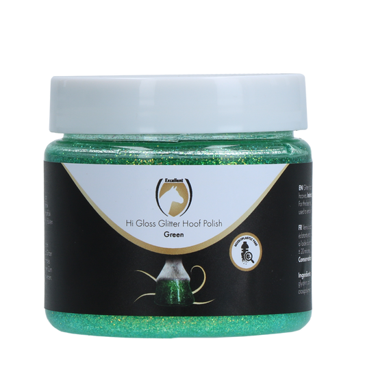 Excellent Horse Hi Gloss Glitzer Huflack Grün 150 ml – Hochglänzender Effekt für Perfekte Hufe