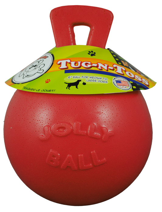 Jolly Tug-n-Toss Rot M – Punkt-resistenter Softball Für Hunde