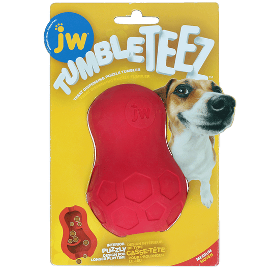 JW Tumble Teez Rot M – Interaktives Snackspielzeug Für Hunde