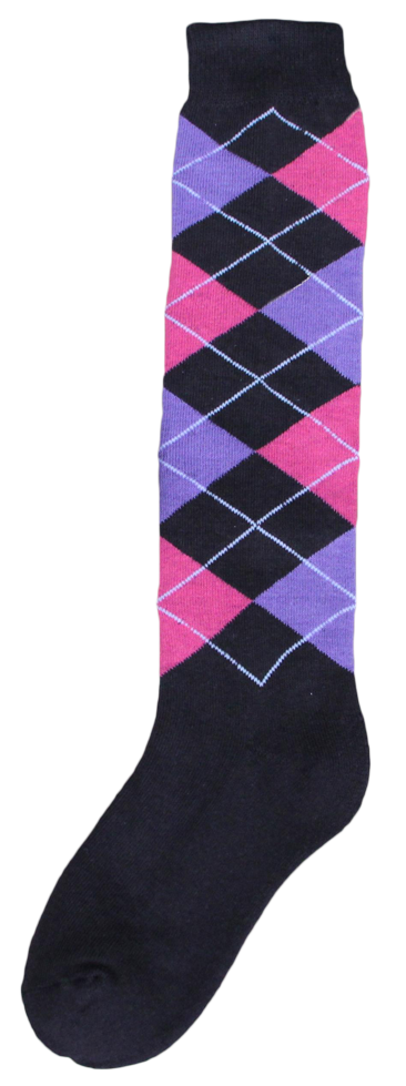 Excellent Kniestrumpf RE Kariert d.grau/rosa/lila 43-46 – Ergonomische Passform für Reiter