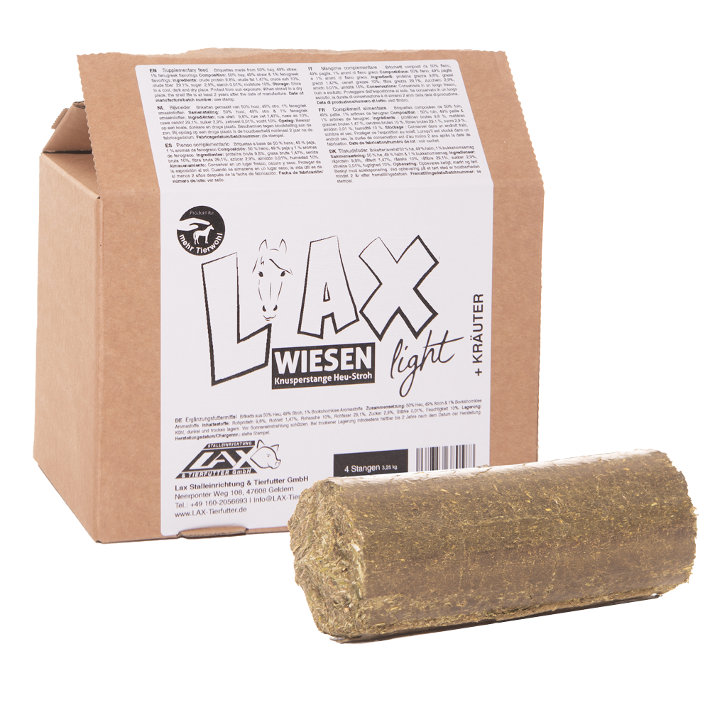 Lax Wiesen Knusperstange Light – Kalorienarmer Raufutter-Snack für Pferde