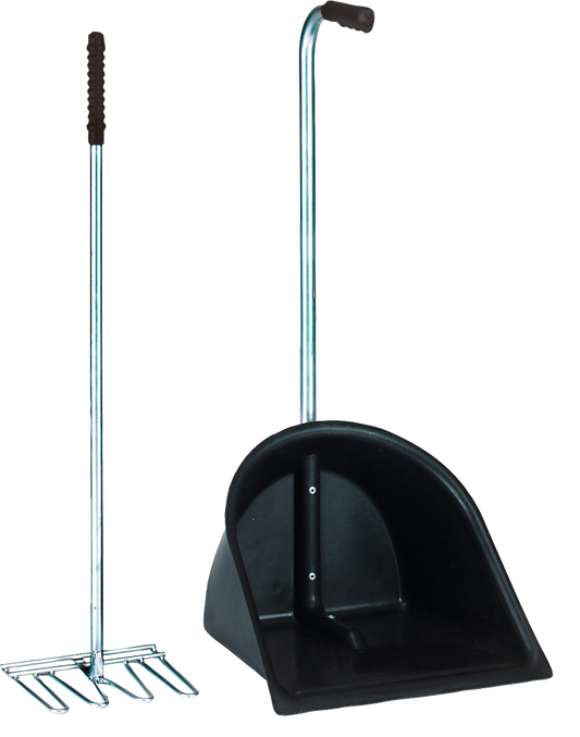 Mistboy Set Schwarz – Einfache Entmistung mit Schaufel und Forke