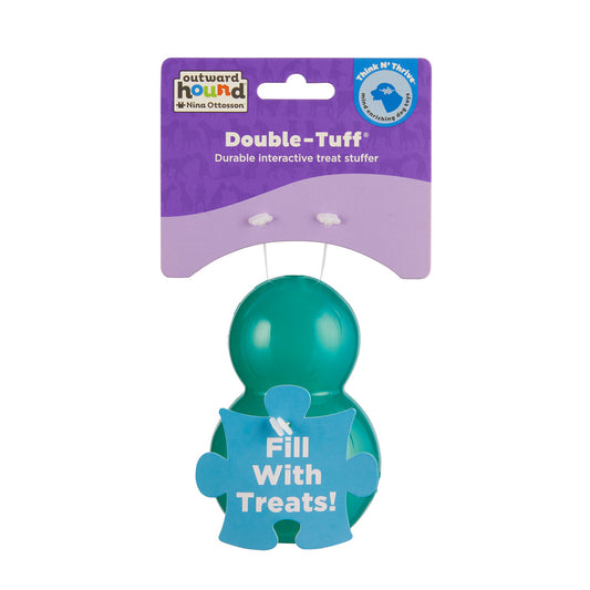 Outward Hound Double-Tuff M Blau – 2-in-1 Kauspielzeug für Hunde