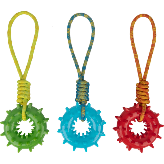 Pawise Play-N-Tug Ring Mit Griff – Vielseitiges Apportier- und Tauziehspielzeug
