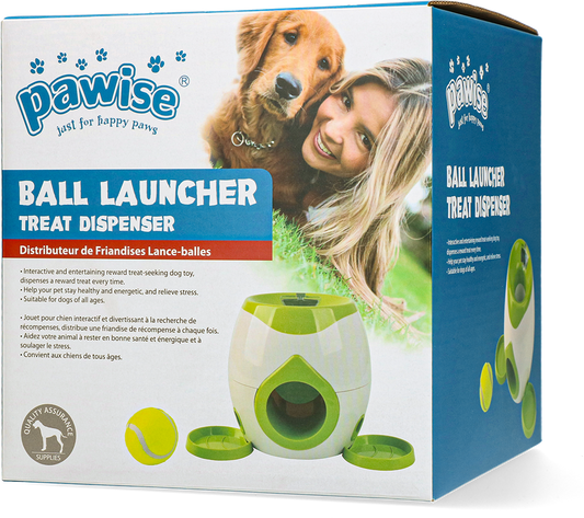Pawise Ball Launcher Treat Dispenser – 2 in 1 Trainingsspielzeug für Hunde