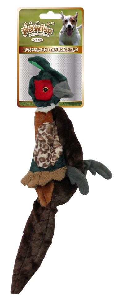 Pawise Stuffless Feather Pals Fasan S – Weicher Plüsch mit Quietscher