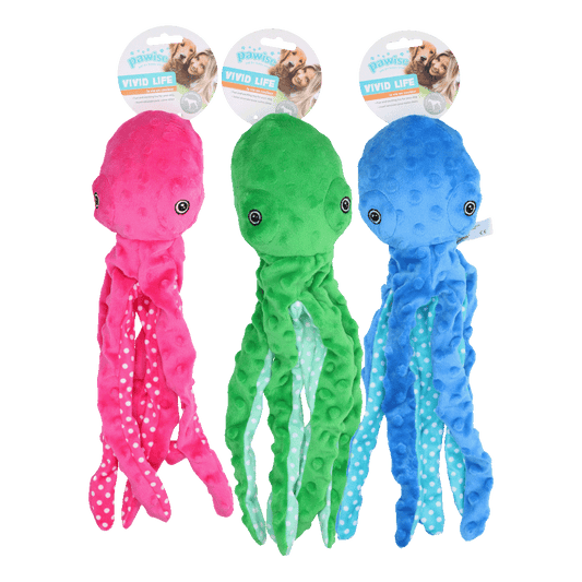 Pawise Multicolor Plüsch Oktopus – Kuscheliges Spielzeug für Hunde