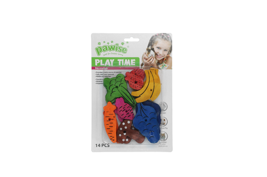 Pawise Play Time Kleintier Obst und Gemüse-Mix – Ungiftige Spielblocks für Nage- und Spielspaß