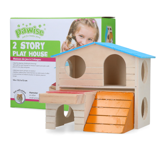 Pawise 2-stöckiges Spielhaus – Ideal Für Kleine Nager Mit Gesundem Nagevergnügen
