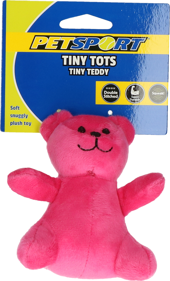 Petsport Tiny Tots Teddy Rosa – Doppelt Genäht Mit Quietscher