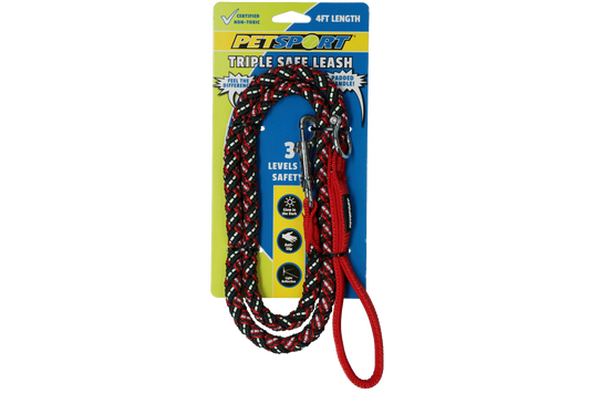 Petsport Triple Safe Leash Rot 1,2 m – Dreifache Sicherheit für Ihren Hund