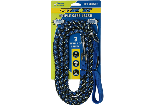 Petsport Triple Safe Leash Blau 1,8 m – Dreifach Sicher Mit Gepolstertem Griff